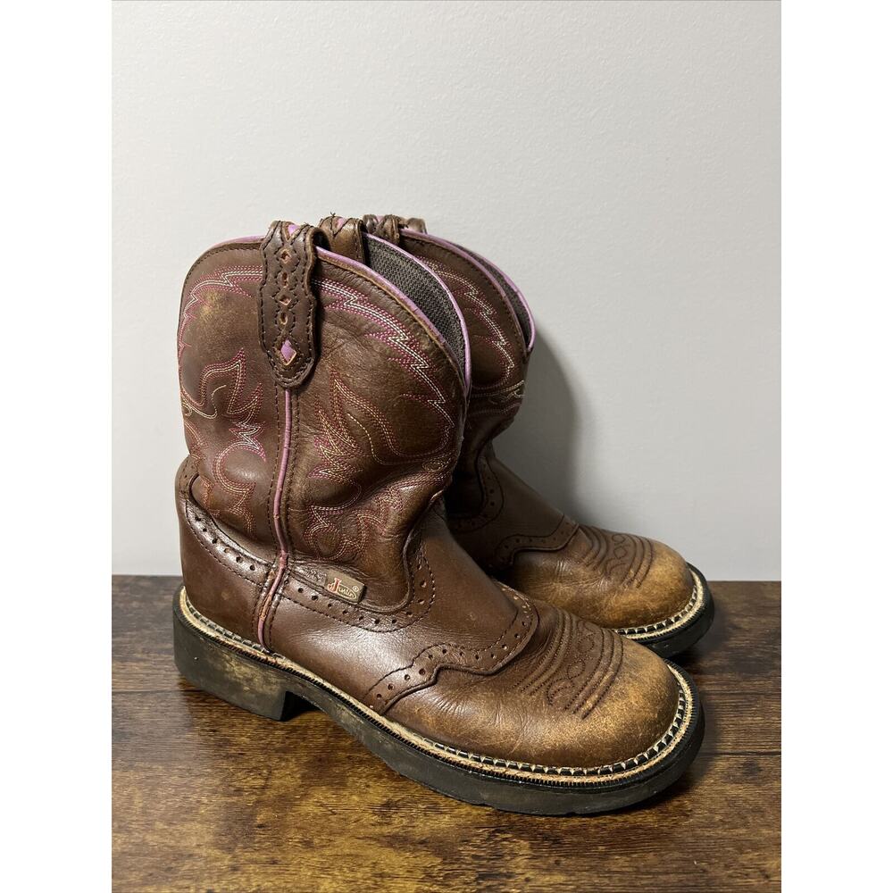 Justin Gypsy Women's Brown/Purple Western Cowgirl Western Boots L9903 Sz 8B‎